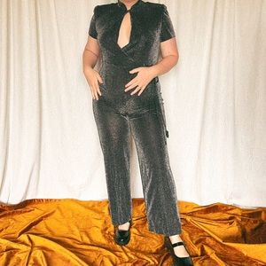 DW3 vintage black & silver metallic jumpsuit